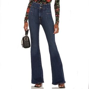 Free People We The Free Jayde Flare Jeans Tulsa Blue Dark Wash Size 27